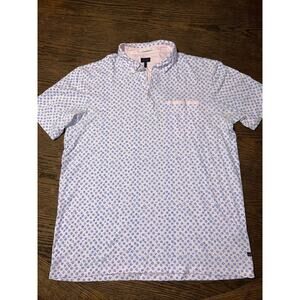 Good Man Polo Shirt Mens L Large Pink Short Sleeve Front Pocket Floral Print